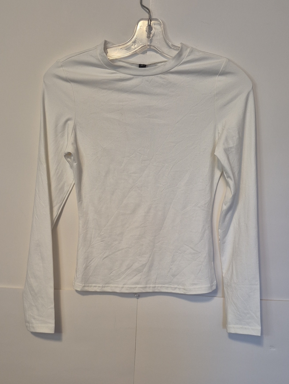 Classic White Long-Sleeve Crewneck Top - S